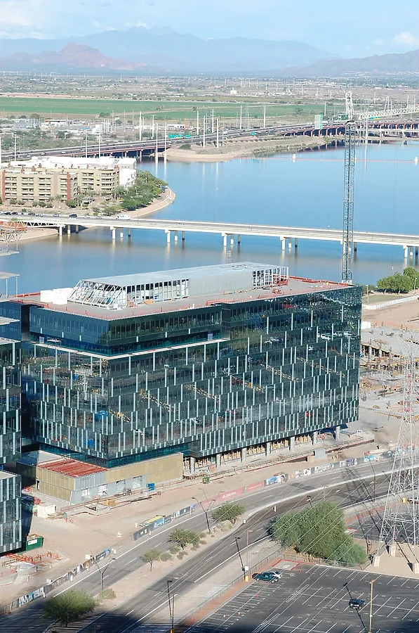 Elevated view to the northeast