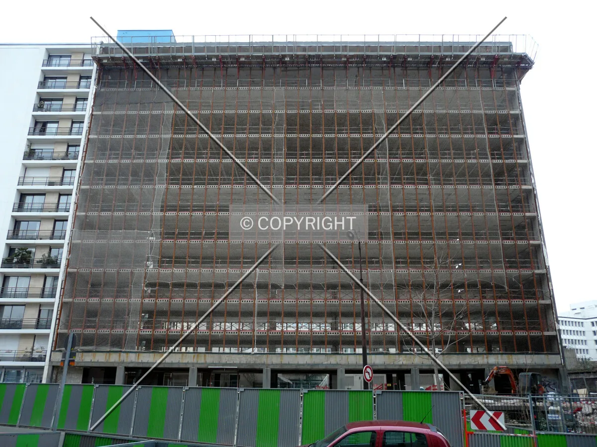 View of the south side, with the old facade completely removed