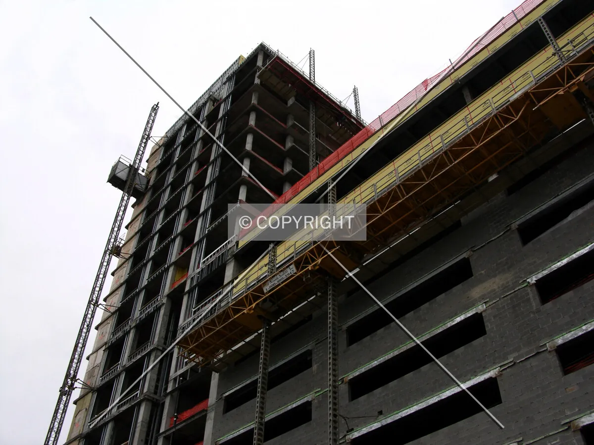 Looking up the southwest corner
