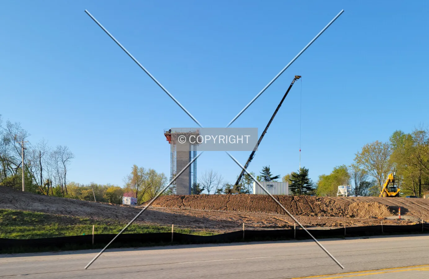 From the northwest during construction; April 22, 2021