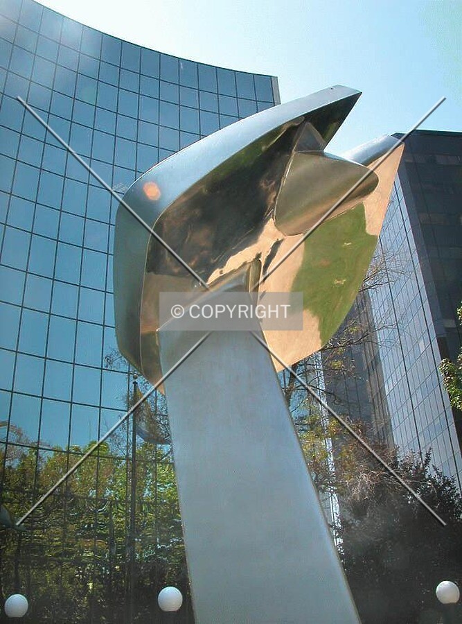 Artwork at building's front plaza
