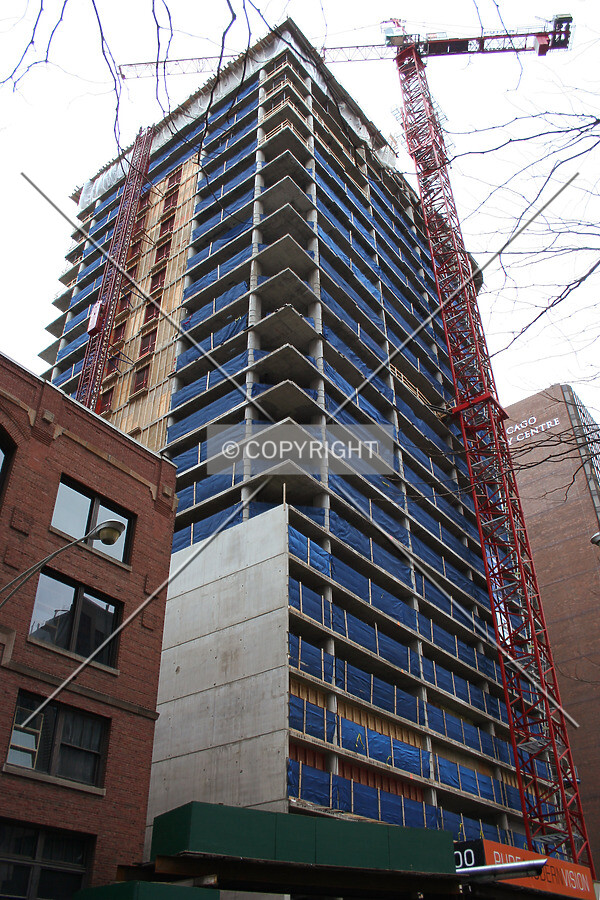 Looking up the southwest corner