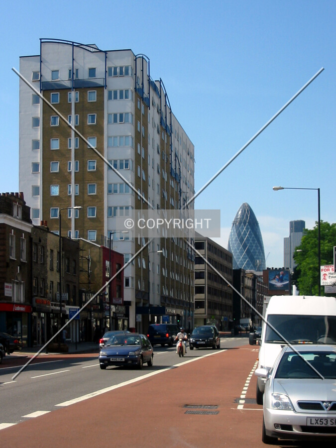 View towards the city from Commercial Road