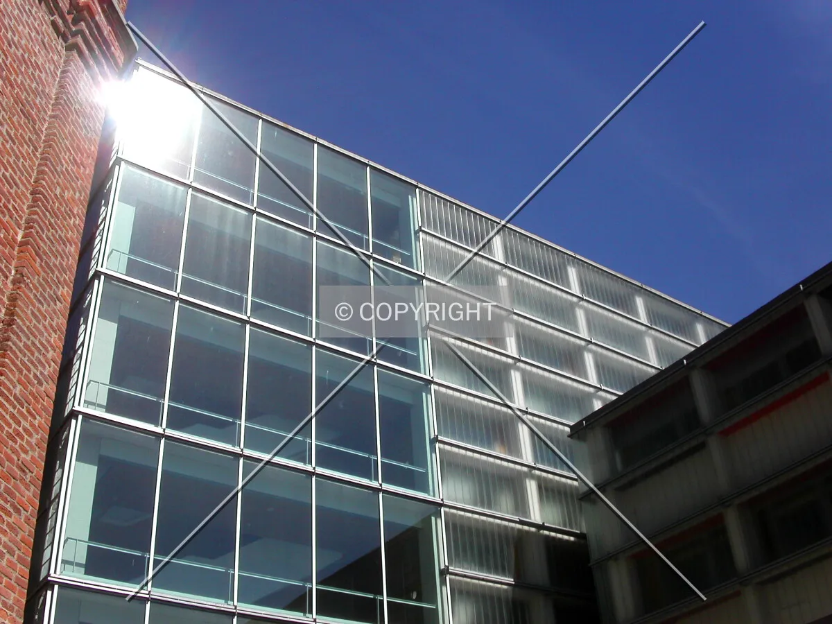 Looking up from the courtyard