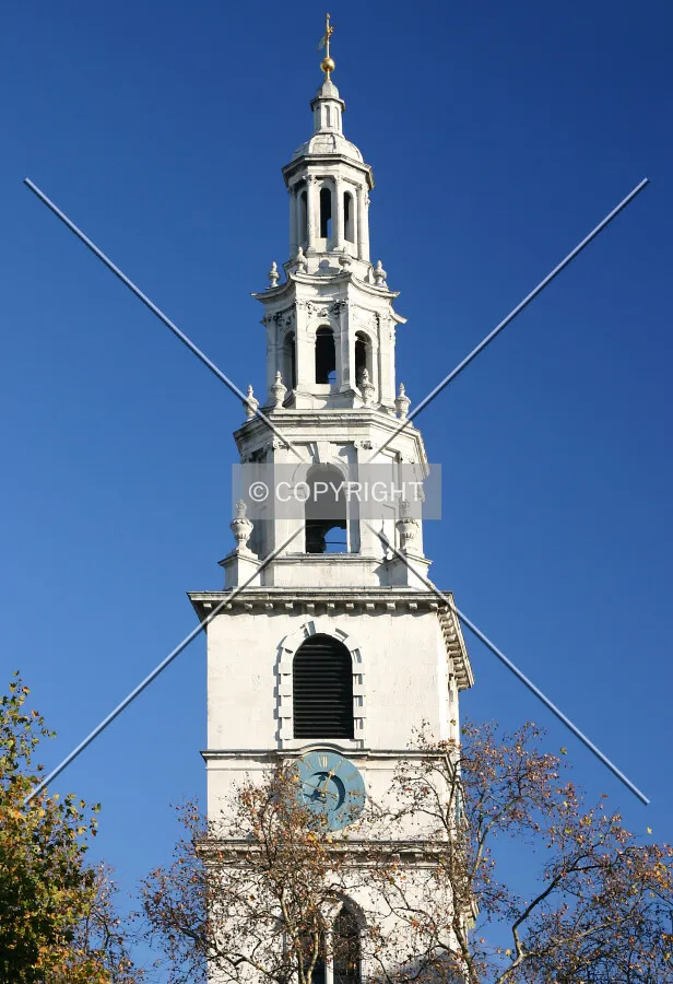 View east of the tower and spire from the Aldwych
