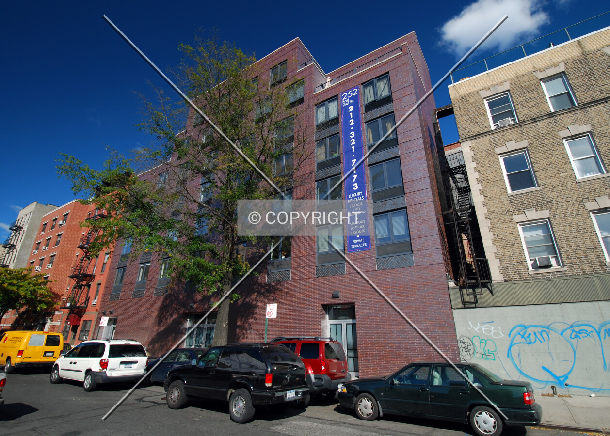 Viewed from the southeast along East 2nd Street