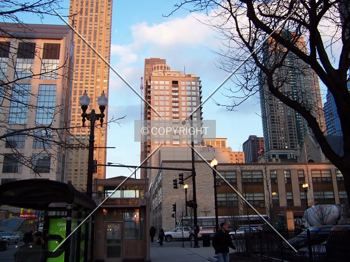 View from the west, along Chicago Avenue