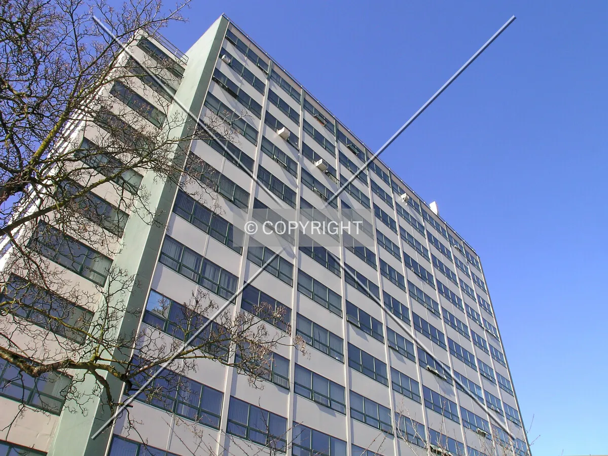 Looking up the eastern facade