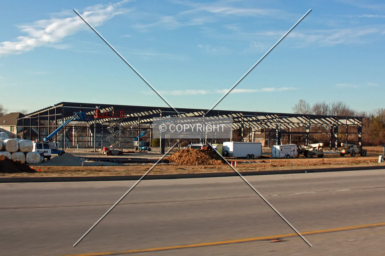 View from the south during construction