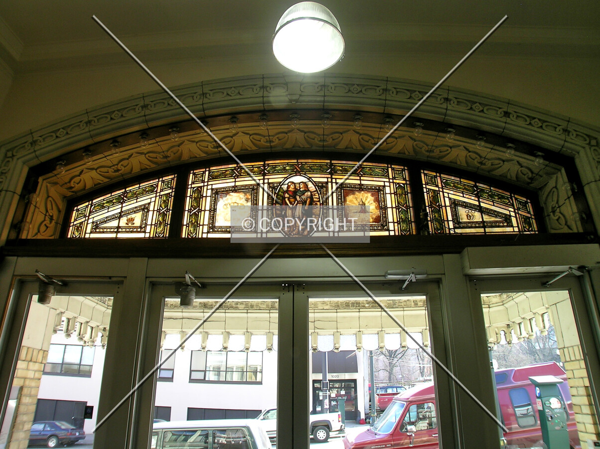 Detail above the main entrance from inside