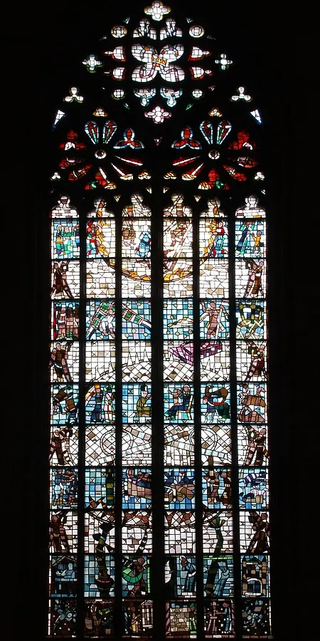 Stained glass window on the south wall
