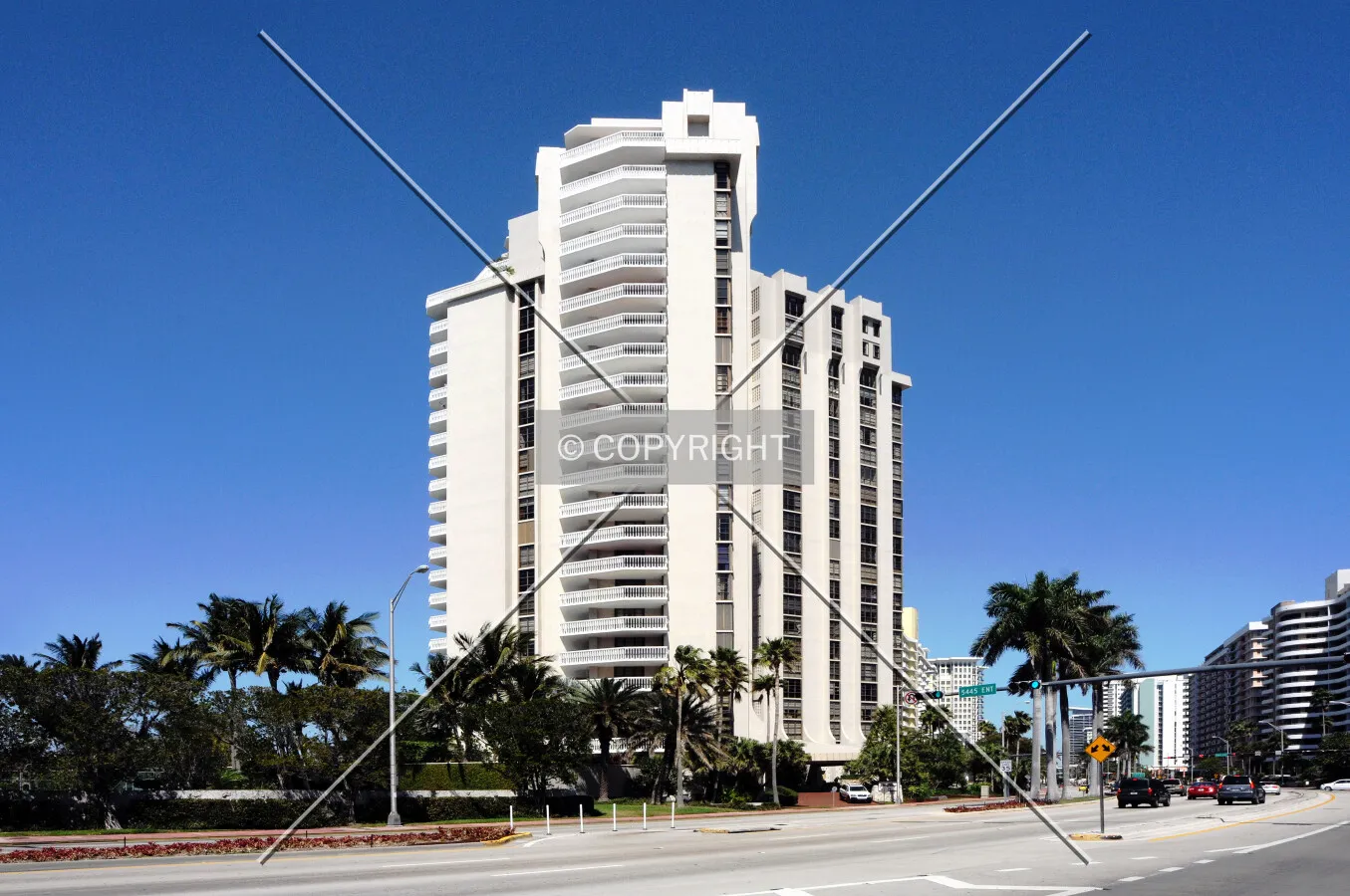 View from the southeast across Collins Avenue