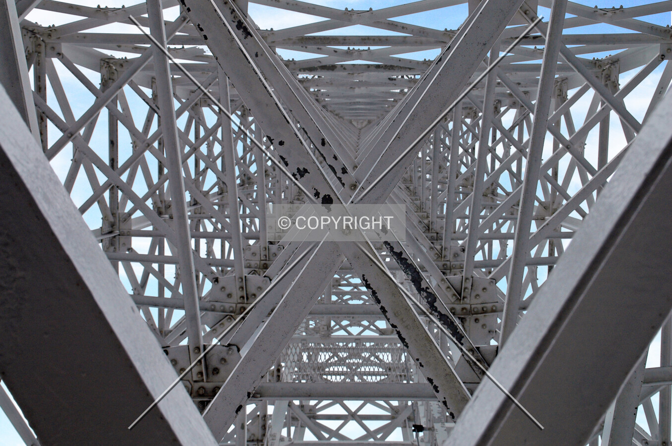 Looking up from the base of the tower
