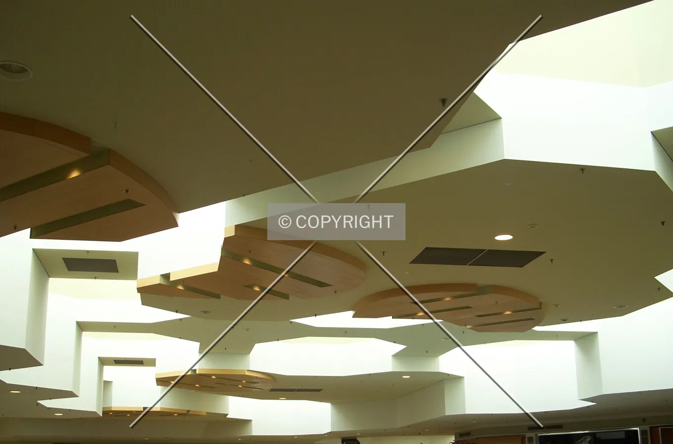 Looking up at the atrium's ceiling