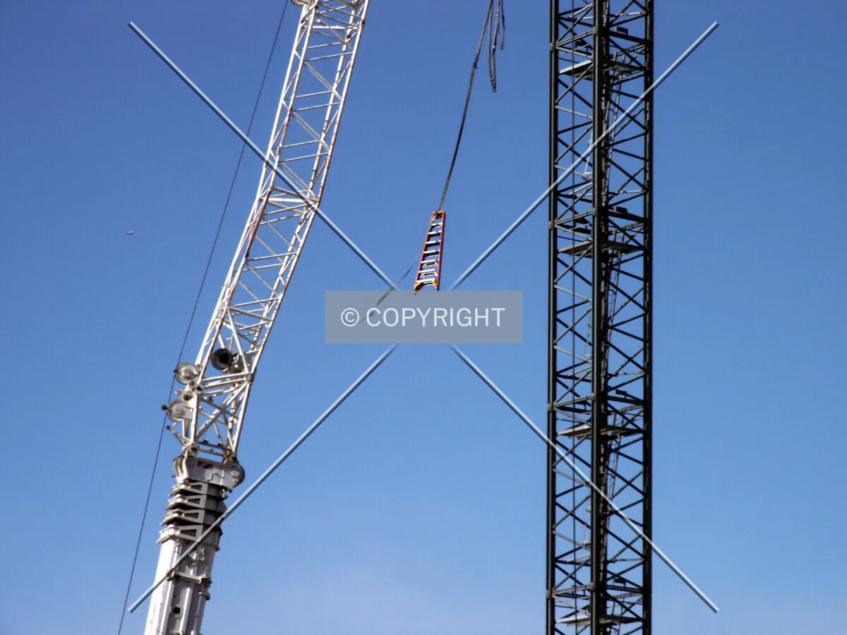 Midsections of the two cranes from the south