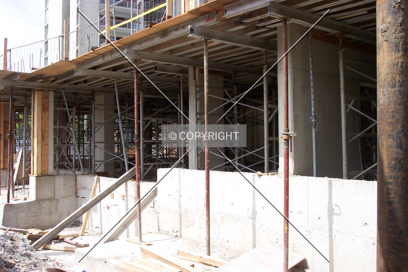 Scaffolding on the first floor