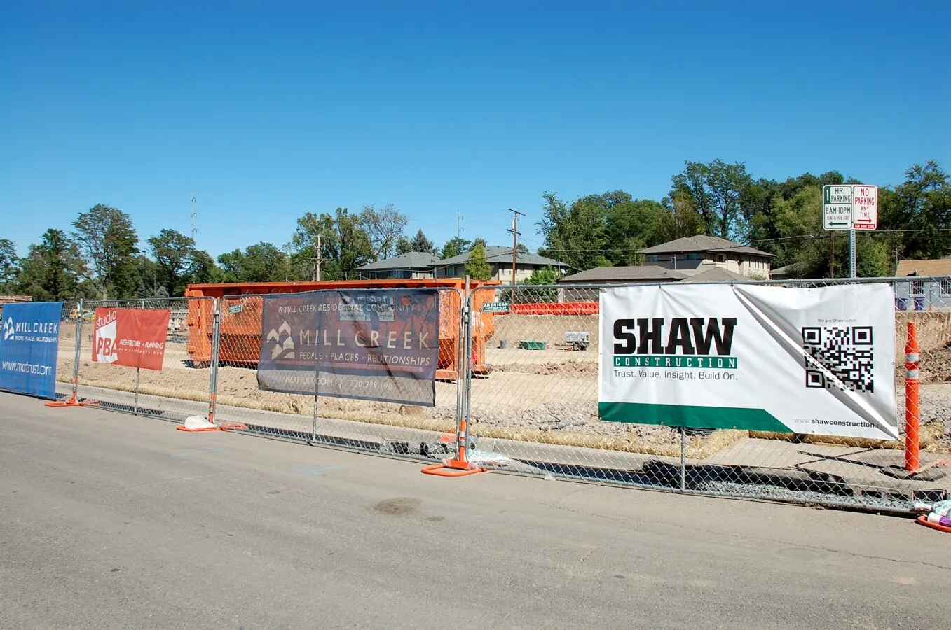 Construction fence and banners