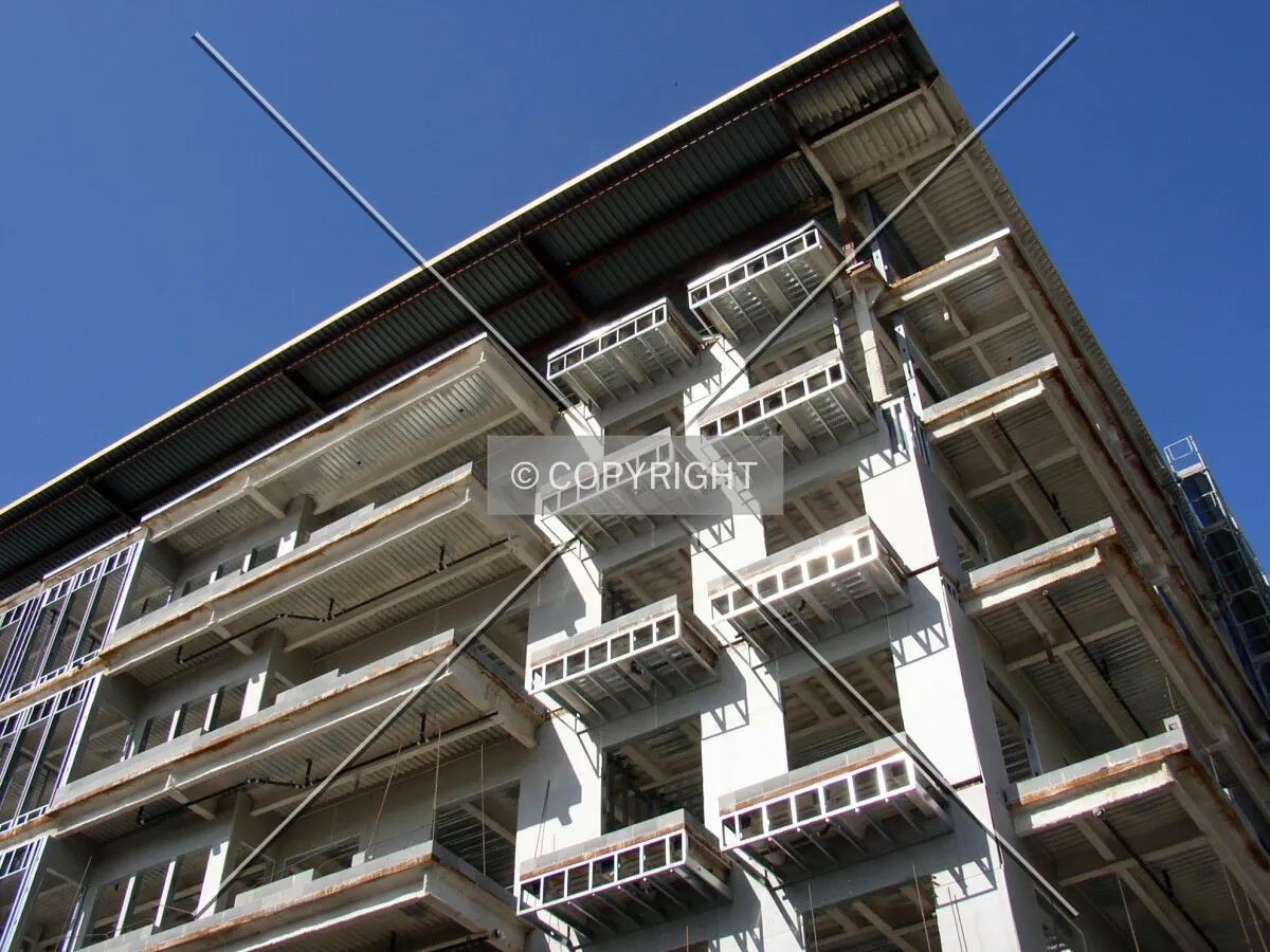Detail of the upper floors on the southwest corner