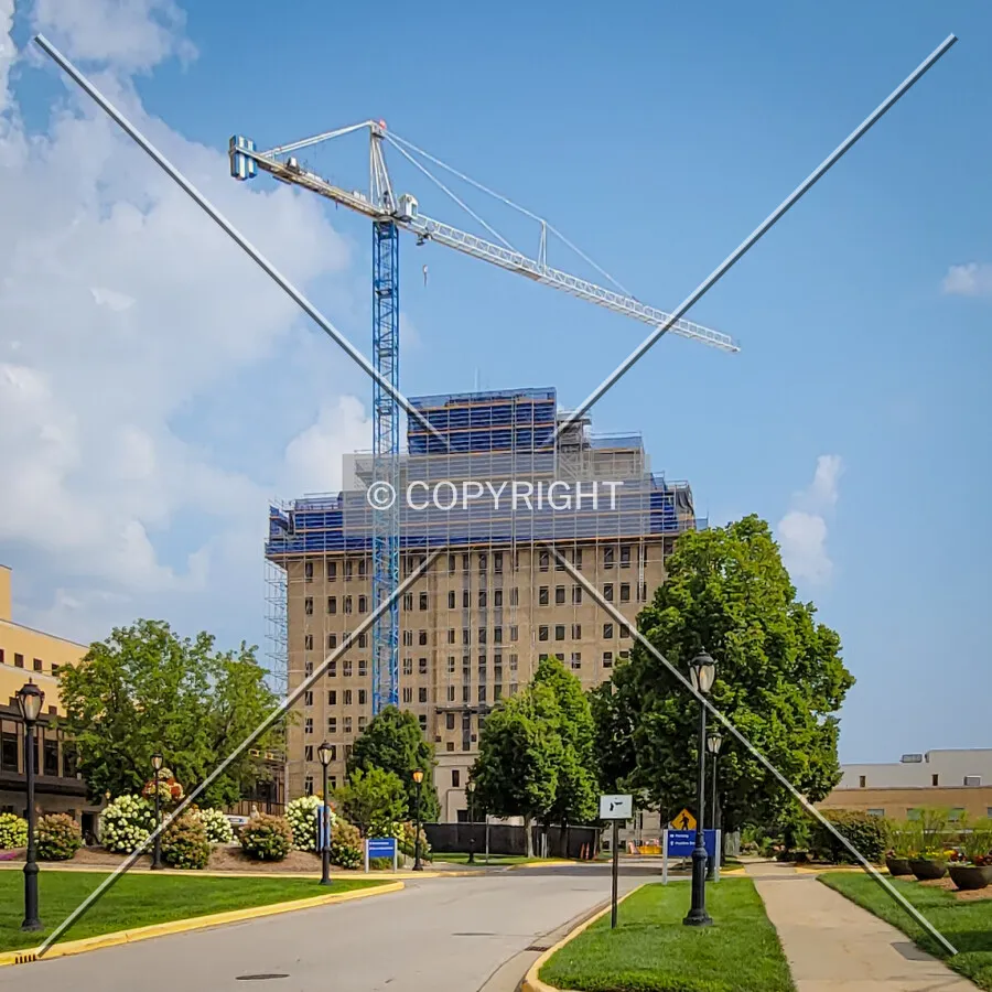 From the southeast during renovation; June 24, 2021