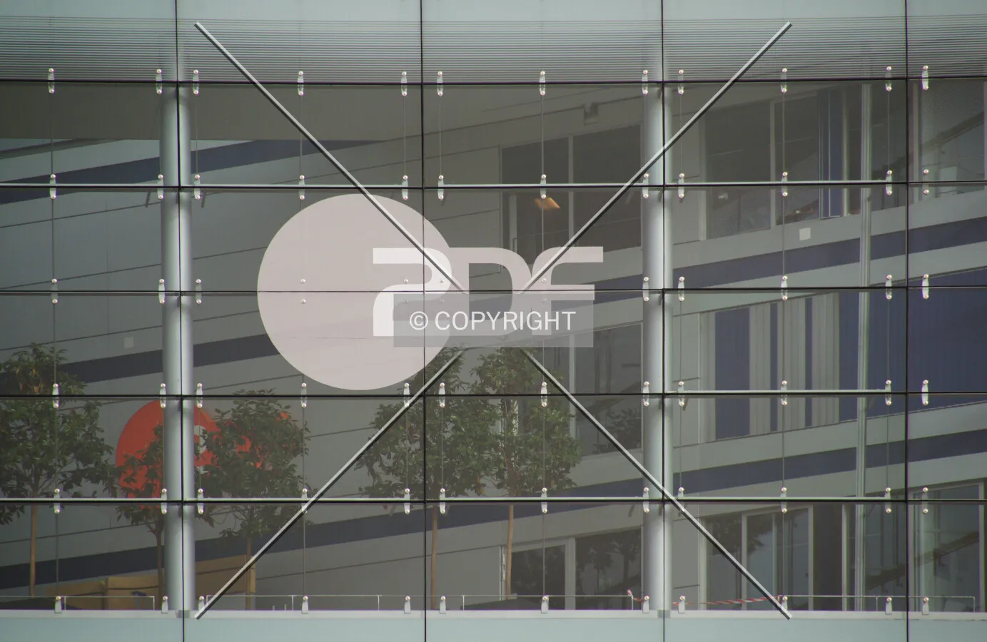 ZDF logo on the facade of the office building