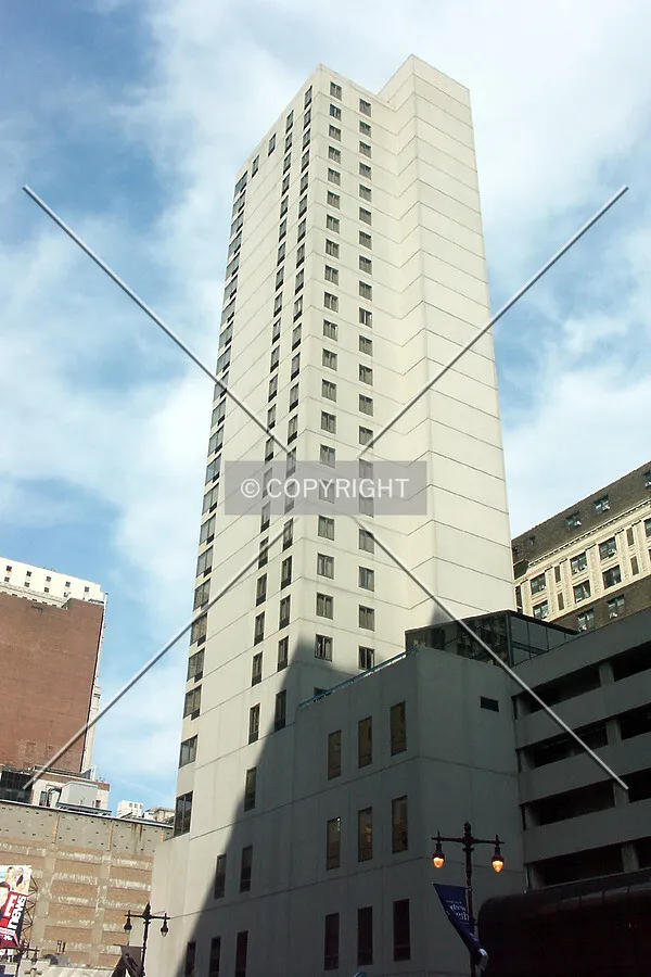 View from southwest, along the narrow axis of the building