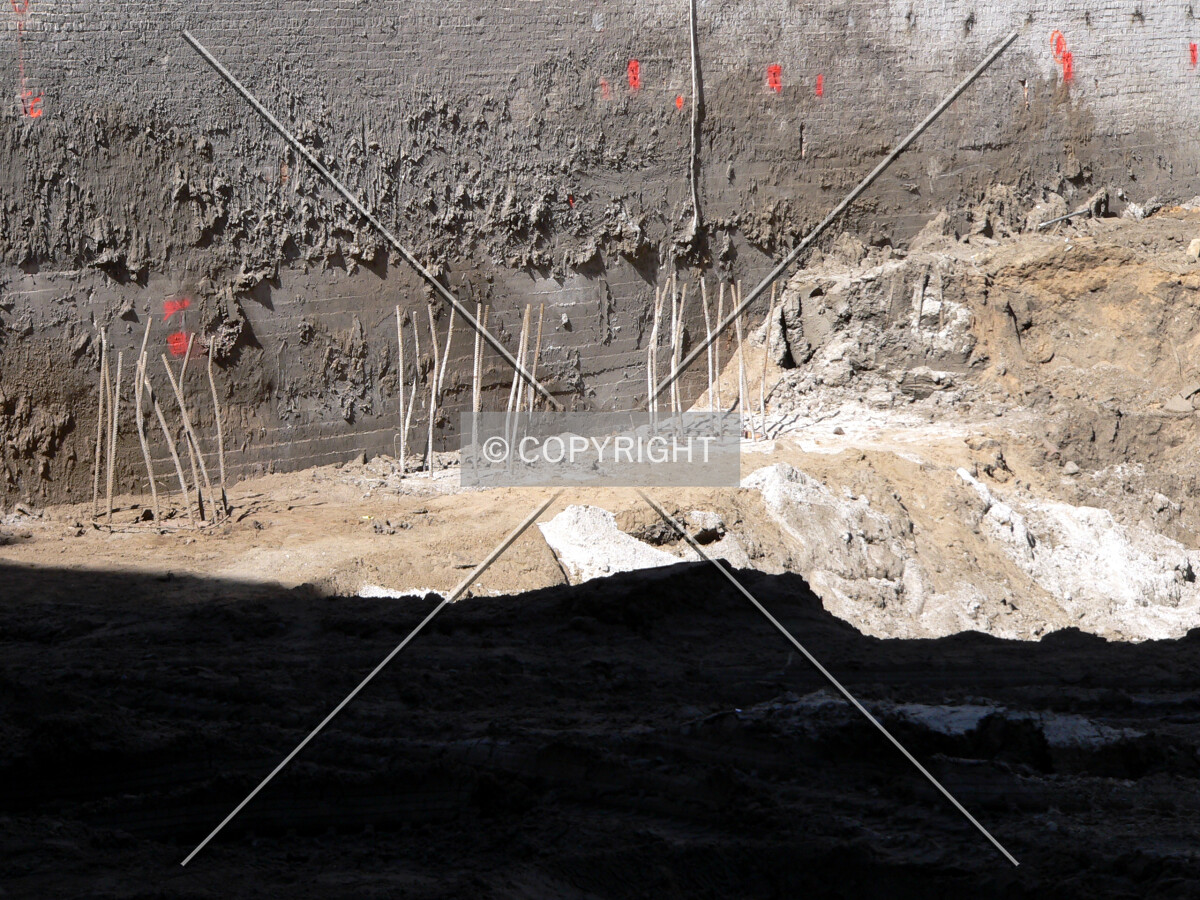 Rebar sticking out from where caissons are located