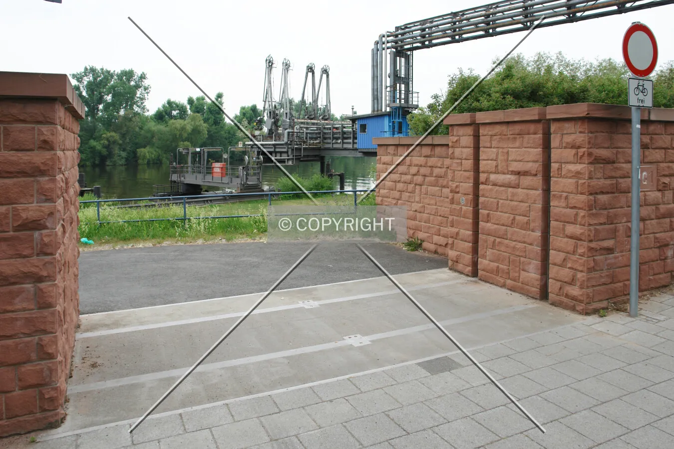Open gate in a flood levee
