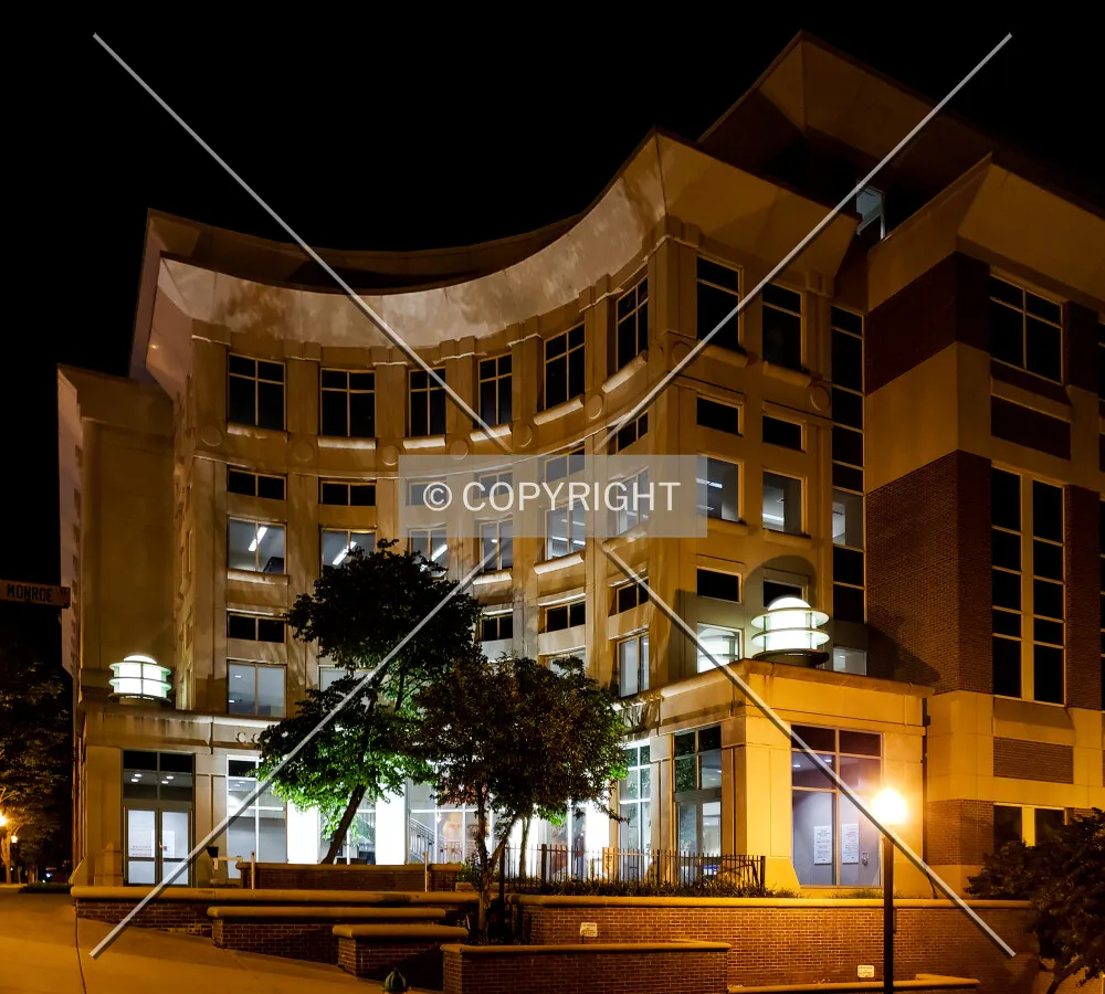 View from the southwest at night; June 14, 2018