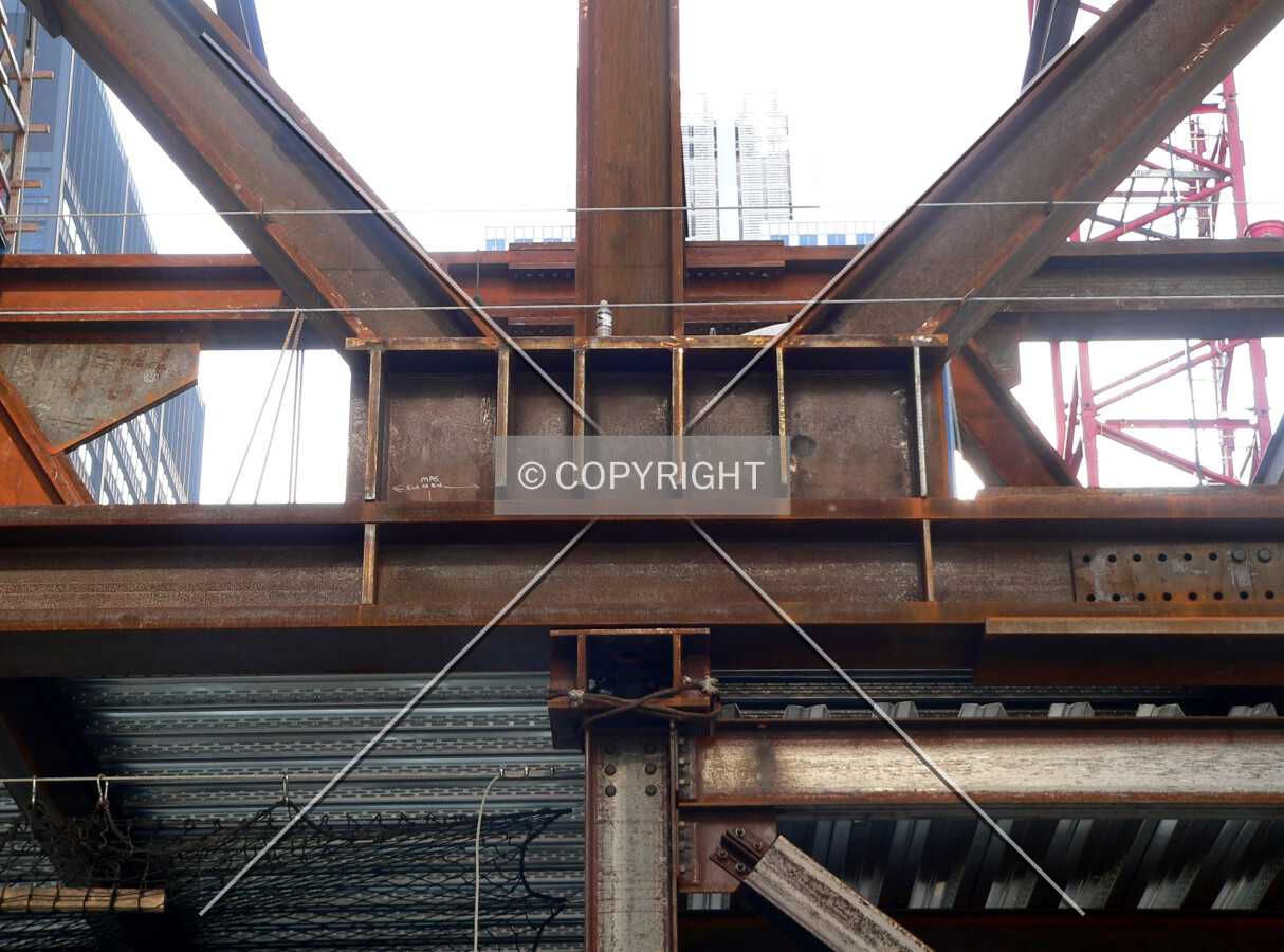 View of a steel connection for the truss system