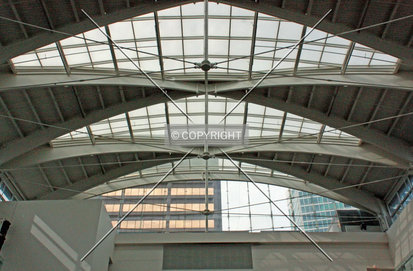Looking up at the atrium ceiling