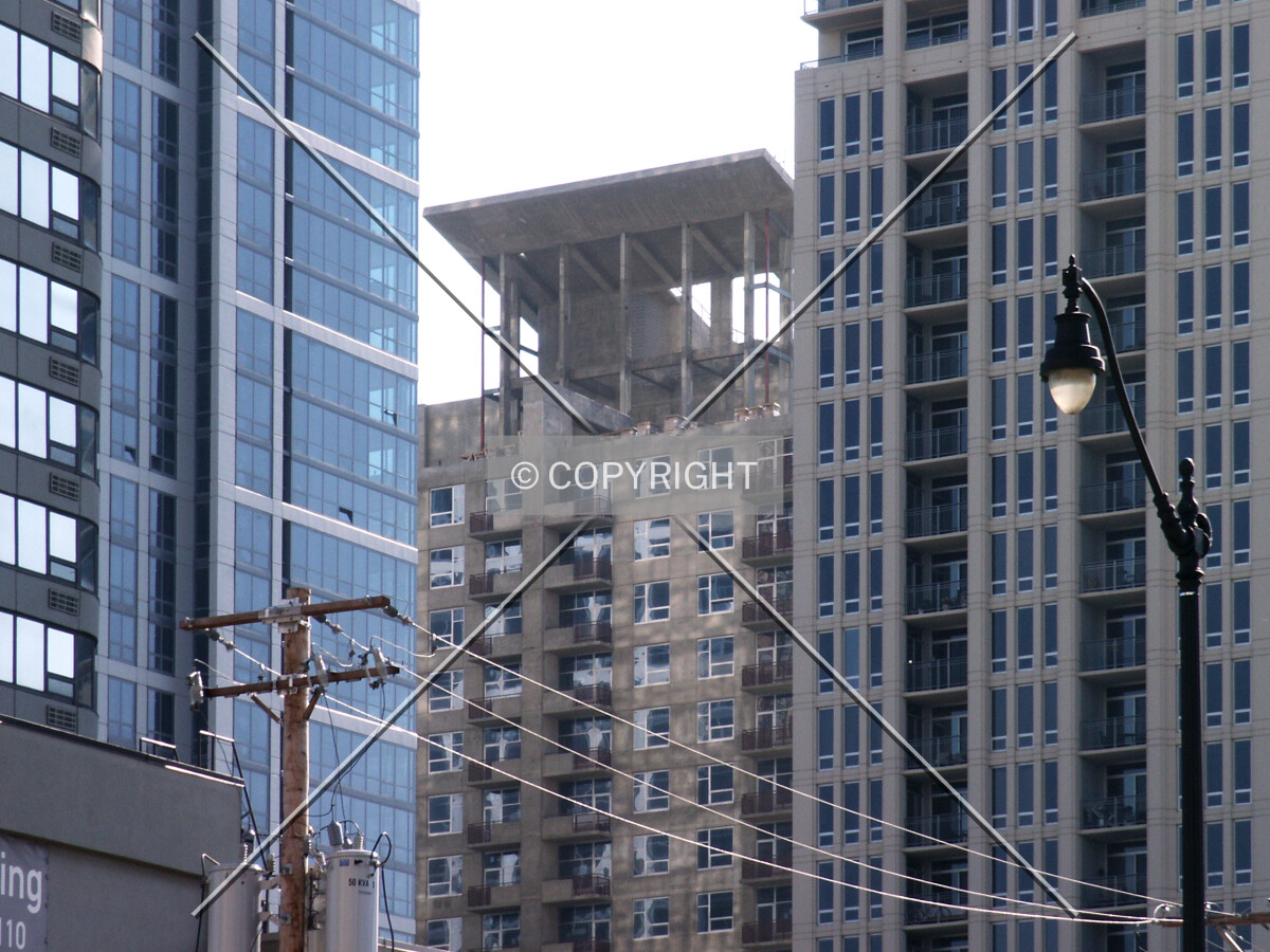 North end seen between two neighboring towers