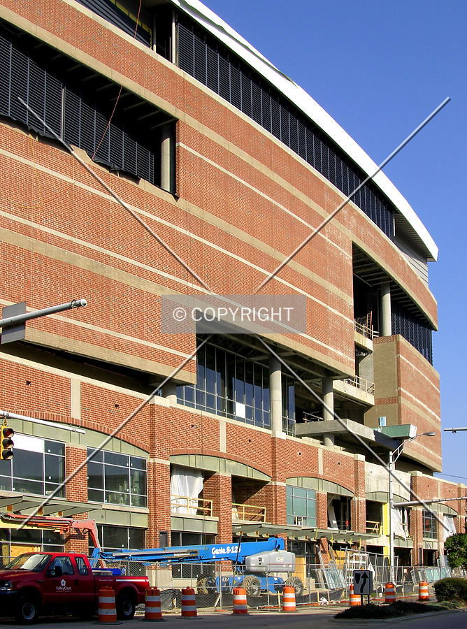 Looking towards the southern facade off Trade Street