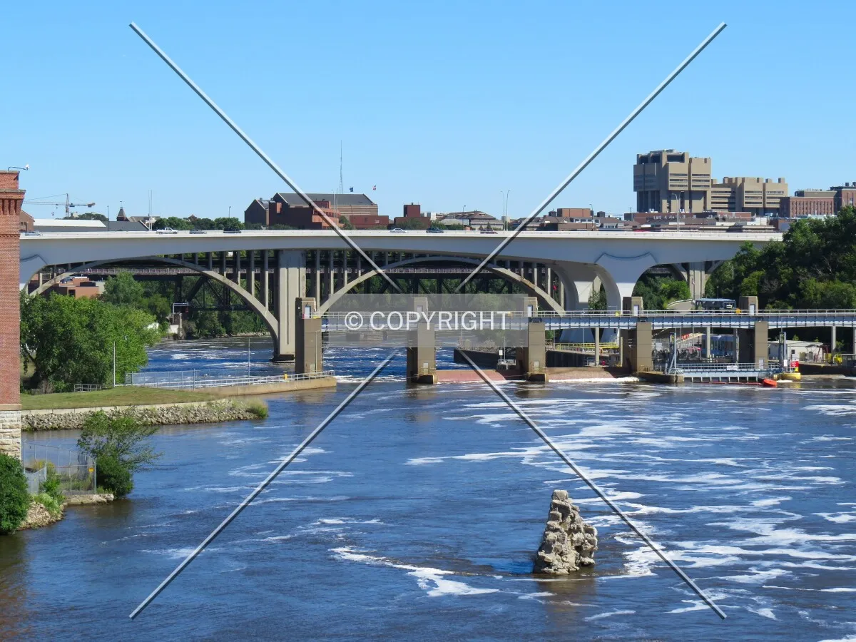 View downriver from the Stone Arch Bridge