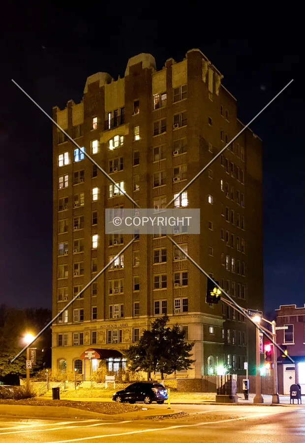 View from the northeast at night; December 21, 2018