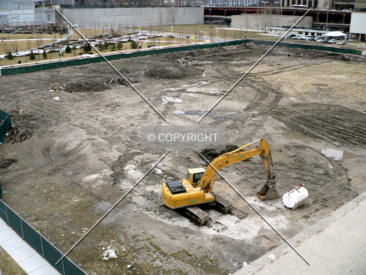 View to the southwest across the site from Wacker Drive