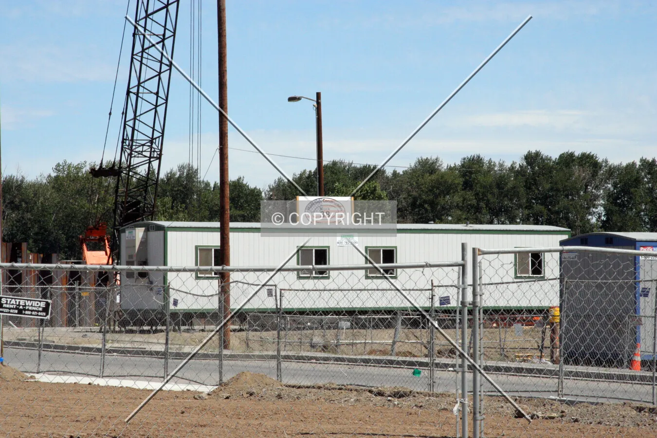Distant view of the project sign