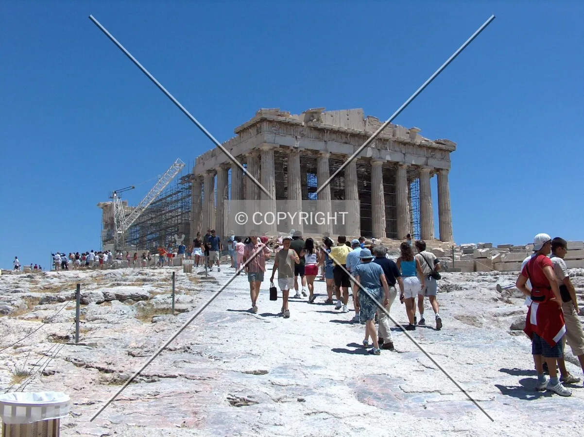 View of the Parthenon from the side of the Propylaia