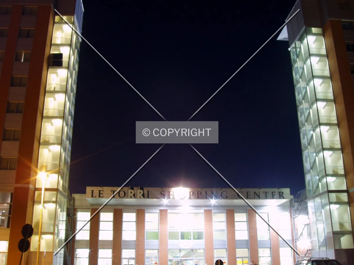 The entrance at night