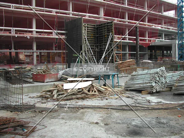 The concrete core in the ground level