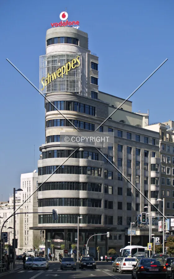 As seen from the eastern side of Gran Via