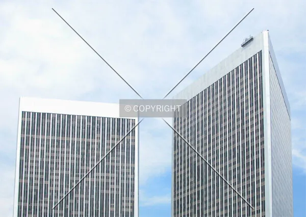 Tops of the triangular twin towers