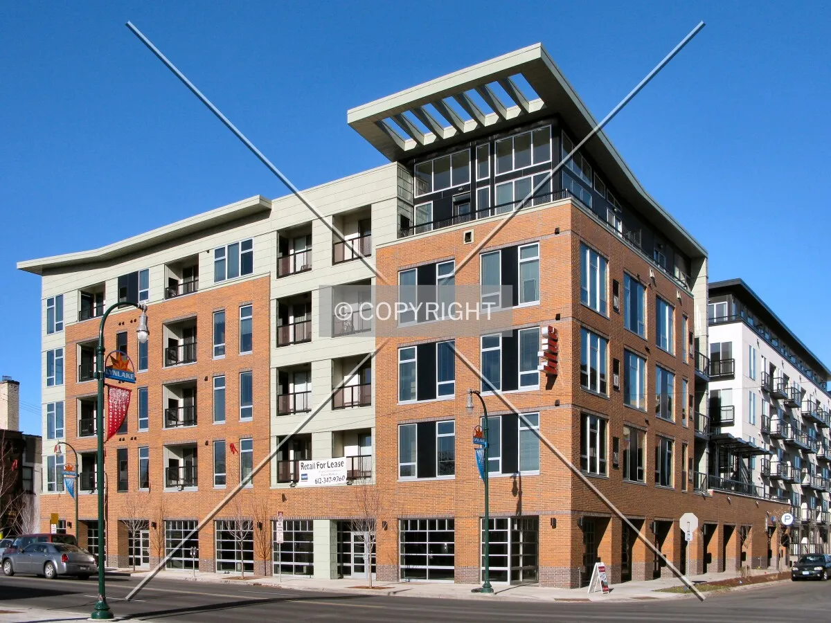View to the northwest across Lake Street/Aldrich Avenue