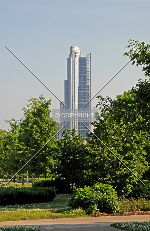 Looking southwest from Daley Bicentennial Plaza in Grant Park
