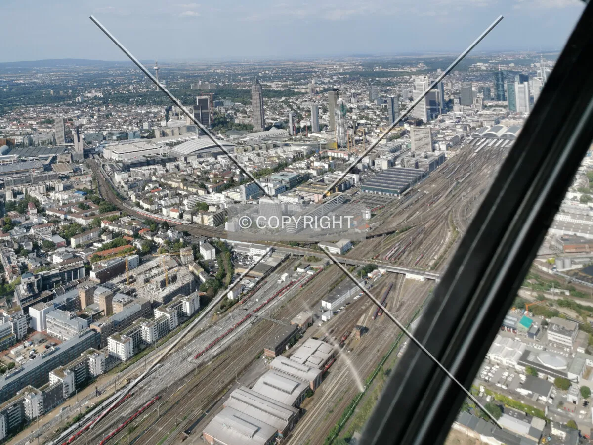 Flight with a helicopter over Frankfurt