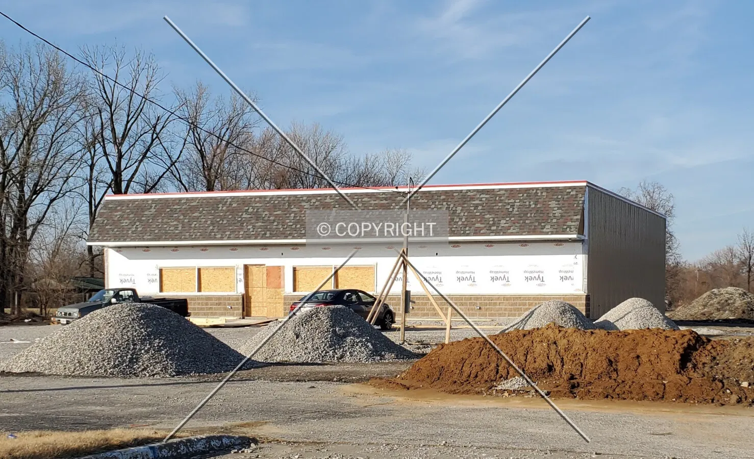 From the southeast during construction; January 21, 2020