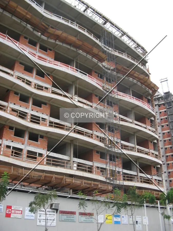During the construction of the last floor of the structure