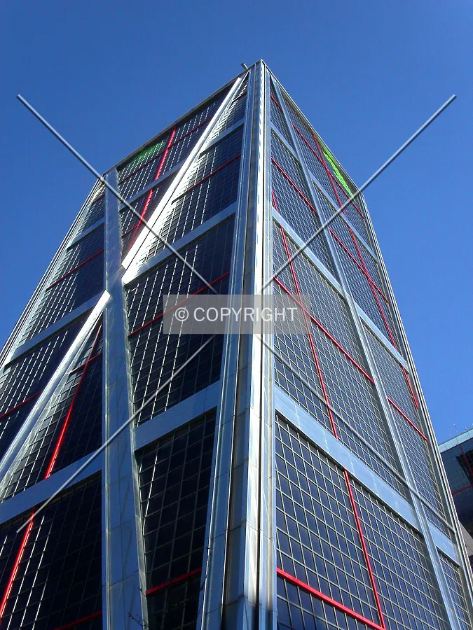 Looking up to the building from the southwestern corner