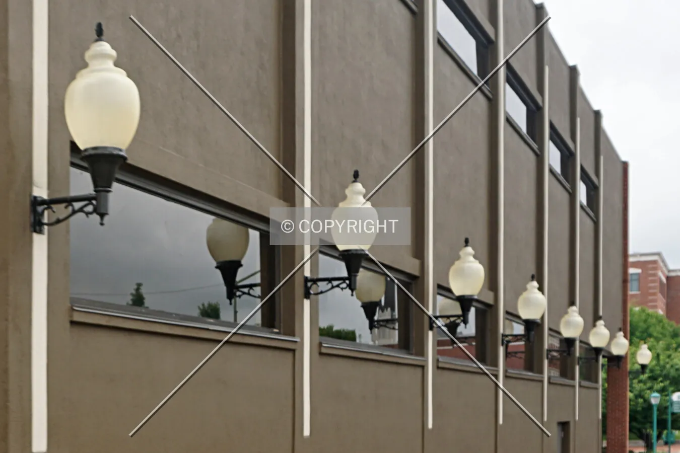 Ornamental lighting on the east facade; June 4, 2016