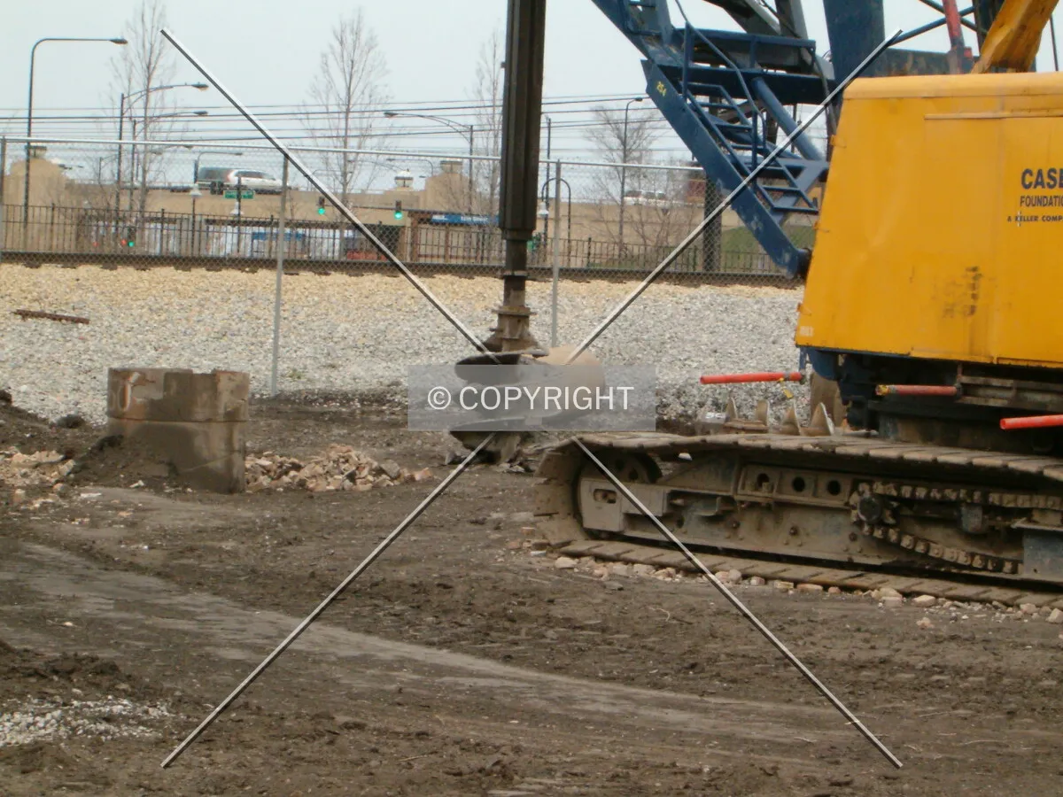 Caisson and drill in northeast corner