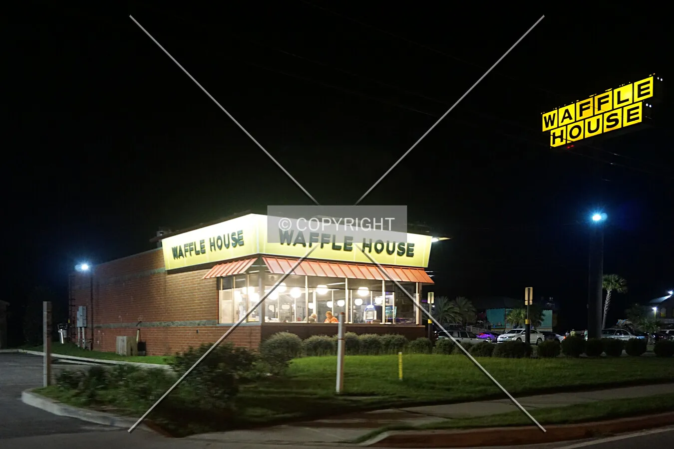 View from the northeast at night; August 29, 2016